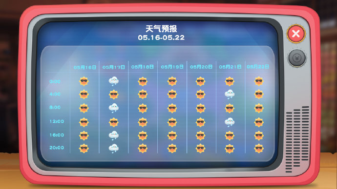 《摩尔庄园》05月16日-05月22日天气预报